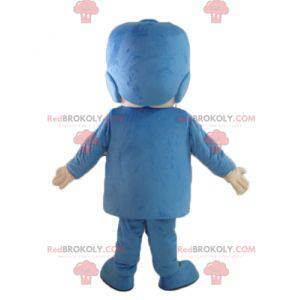 Mascote do Lego Boy em roupa azul - Redbrokoly.com