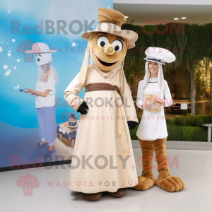 Beige Doctor maskot kostume...