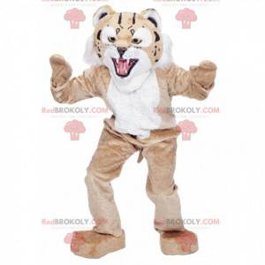 Mascote leopardo chita bege e branco - Redbrokoly.com