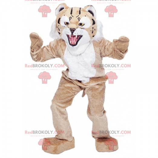 Mascotte de léopard de guépard beige et blanc - Redbrokoly.com