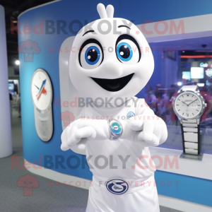 White Wrist Watch mascot costume character dressed with a Long Sleeve Tee and Bracelet watches