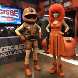 Rust Gi Joe mascot costume character dressed with a Mini Skirt and Keychains