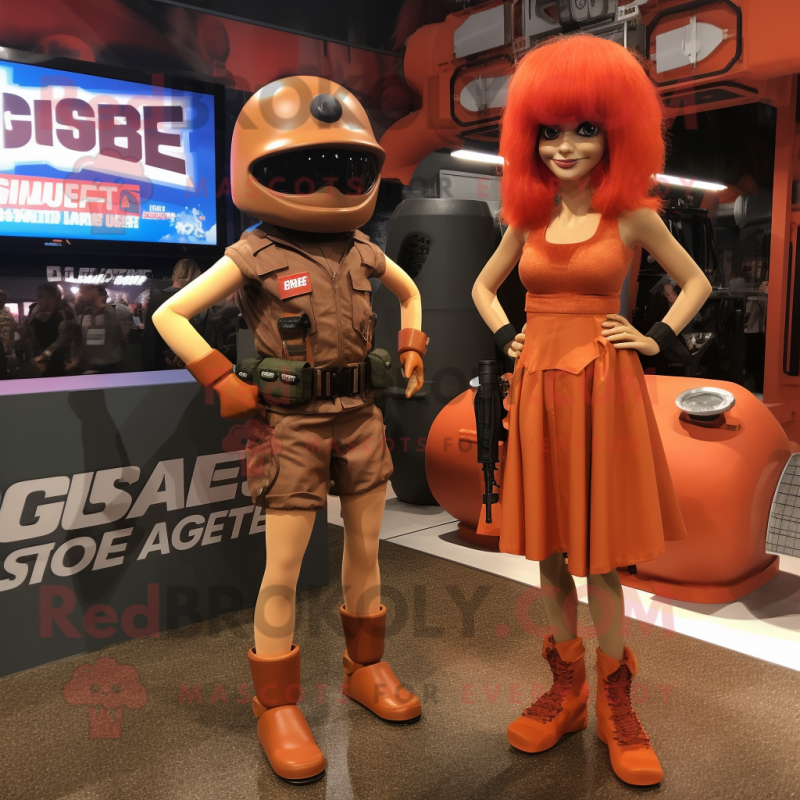 Rust Gi Joe mascot costume character dressed with a Mini Skirt and Keychains Rust Gi Joe mascot costume character dressed with a Mini Skirt and Keychains