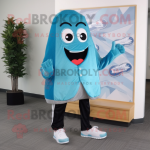 Cyan Pizza Slice mascot costume character dressed with a Suit Jacket and Shoe clips