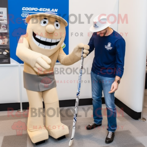 Beige Ice Hockey Stick mascot costume character dressed with a Bootcut Jeans and Pocket squares