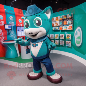 Teal Irish Flag mascot costume character dressed with a Playsuit and Wallets