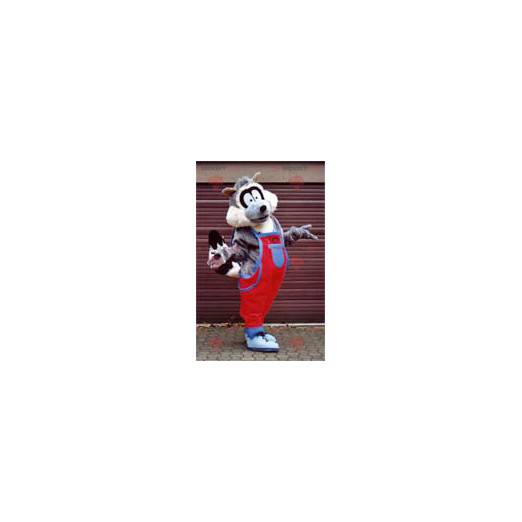 Raccoon mascot in overalls - Redbrokoly.com