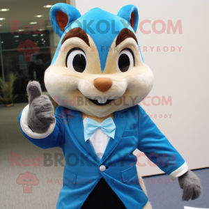 Sky Blue Chipmunk mascot costume character dressed with a Blazer and Cufflinks