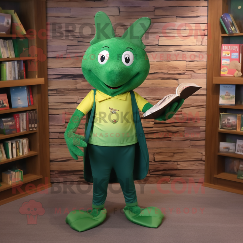 Forest Green Ray mascot costume character dressed with a Oxford Shirt and Anklets