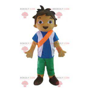 Schoolboy teenage boy mascot with an orange headband -