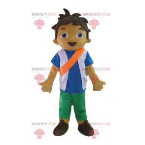 Schoolboy teenage boy mascot with an orange headband -