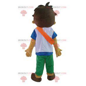 Schoolboy teenage boy mascot with an orange headband -