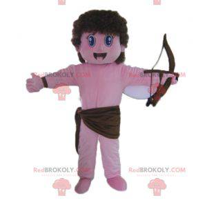 Mascotte di Cupido angelo rosa con fiocco e ali - Redbrokoly.com