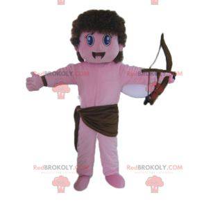 Mascote cupido anjo rosa com um arco e asas - Redbrokoly.com