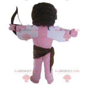 Mascotte de Cupidon d'ange rose avec un arc et des ailes -