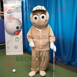 Tan golfbold maskot kostume...