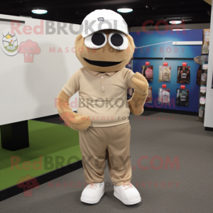 Tan golfbold maskot kostume...