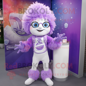 Lavender Ice mascot costume character dressed with a Jeggings and Keychains