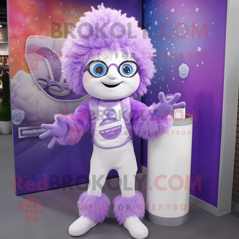 Lavender Ice mascot costume character dressed with a Jeggings and Keychains Lavender Ice mascot costume character dressed with a Jeggings and Keychains