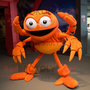 Orange Crab mascot costume character dressed with a Shorts and Watches