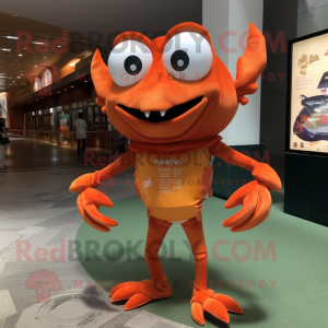 Orange Crab mascot costume character dressed with a Shorts and Watches