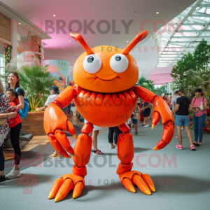 Orange Crab mascot costume character dressed with a Shorts and Watches