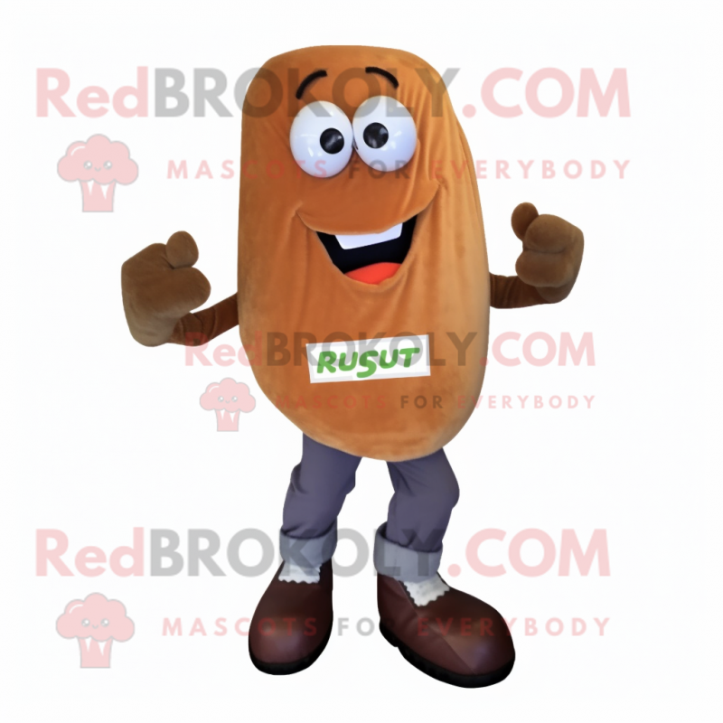 Rust Zucchini mascot costume character dressed with a Button-Up Shirt and Foot pads