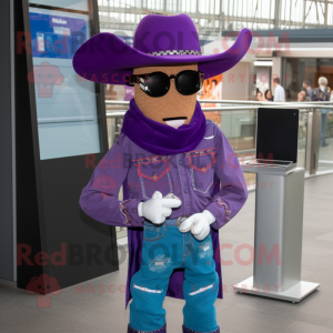 Lila Cowboy Maskottchen...