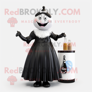 Black Bottle Of Milk mascot costume character dressed with a Pleated Skirt and Necklaces