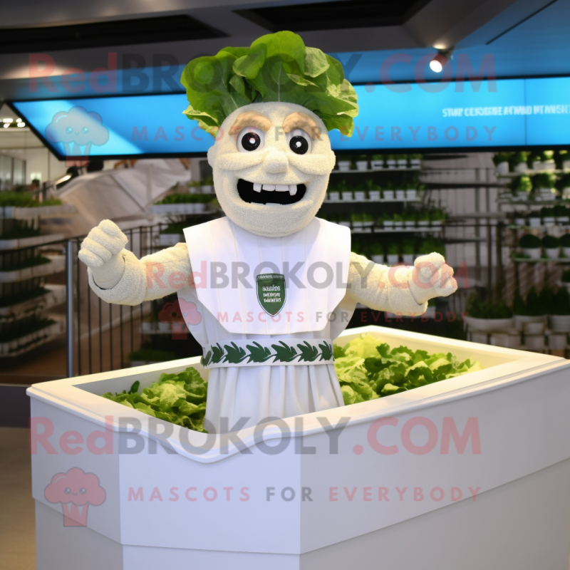 White Caesar Salad mascot costume character dressed with a Swimwear and Cufflinks