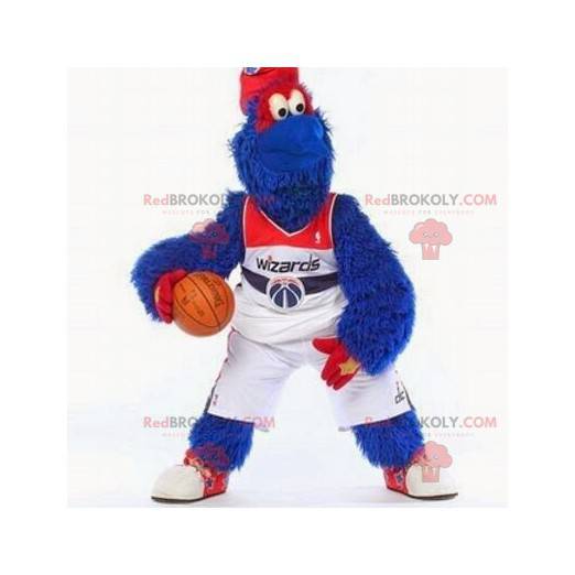 All hairy blue and red monster mascot - Redbrokoly.com