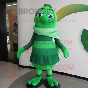 Forest Green Ice mascot costume character dressed with a Turtleneck and Shawls
