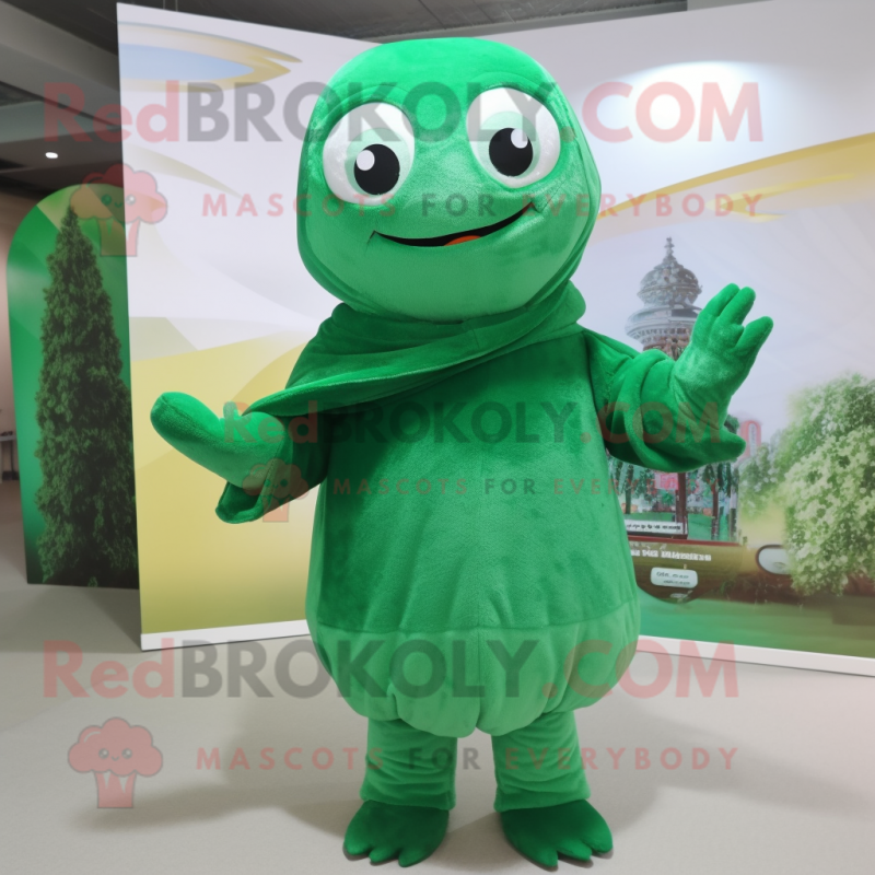 Forest Green Ice mascot costume character dressed with a Turtleneck and Shawls Forest Green Ice mascot costume character dressed with a Turtleneck and Shawls