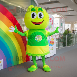 Lime Green Rainbow mascotte...