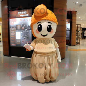 Tan aprikos maskot kostym...