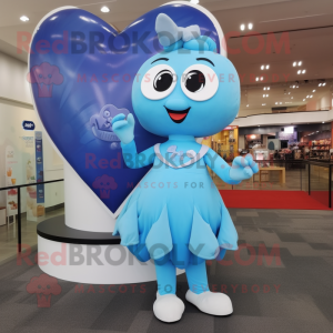 Sky Blue Heart maskot drakt...