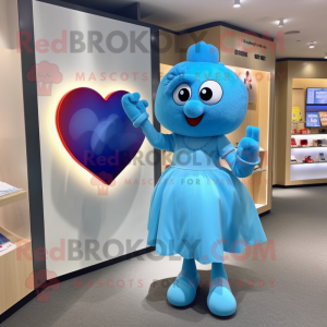 Sky Blue Heart maskot drakt...