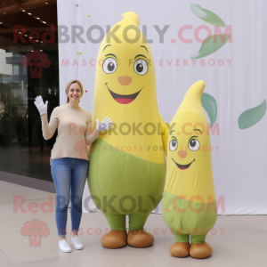 Olive Banana mascot costume character dressed with a Mom Jeans and Foot pads