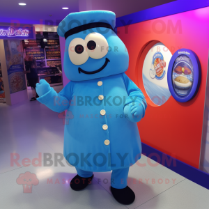 Blauer Bagels Maskottchen...