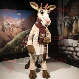 Beige Okapi maskot kostume...