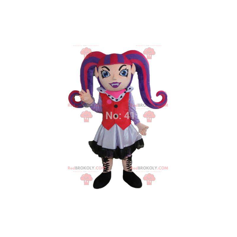 Gotická dívka maskot s barevnými vlasy - Redbrokoly.com