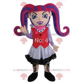 Mascotte ragazza gotica con i capelli colorati - Redbrokoly.com