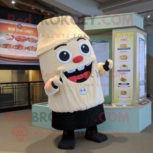 Cream Sushi mascot costume character dressed with a Henley Tee and Earrings