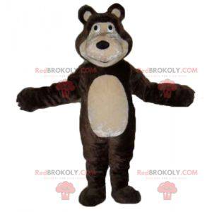 Mascotte d'ours marron et beige géant et attendrissant -