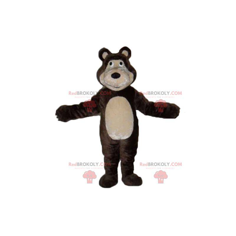 Gigante e commovente mascotte orso marrone e beige -