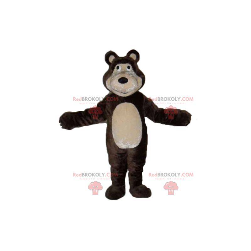 Kæmpe og rørende brun og beige bjørnemaskot - Redbrokoly.com