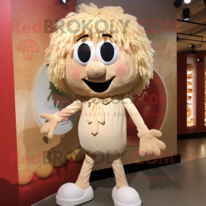 Cream Meatballs mascot costume character dressed with a Jeggings and Shoe laces