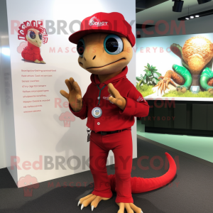 Red Geckos mascot costume character dressed with a Henley Tee and Bracelet watches