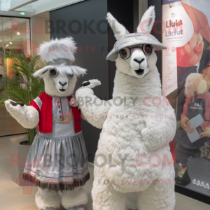 Silberner Lama Maskottchen...