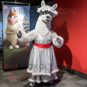 Sølv lama maskot kostume...
